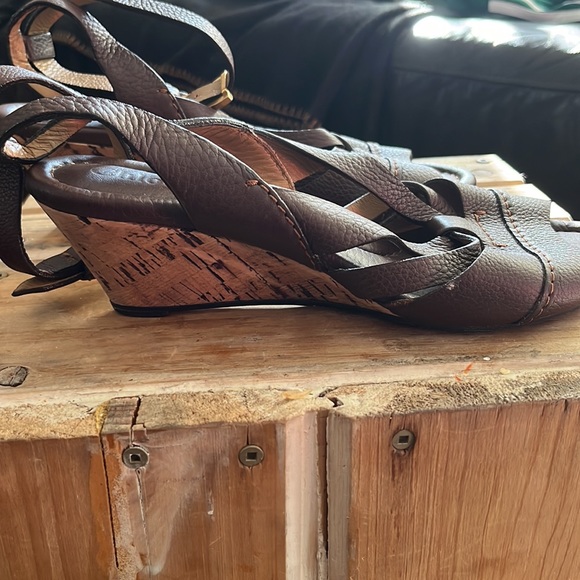 Chloe Ankle Strap  Cork Wedge Sandals - Picture 6 of 6